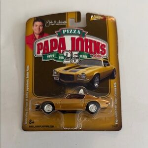 Papa John’s 1971 Chevy Camaro Z28 Toy Car - Gold Johnny lightning new in package